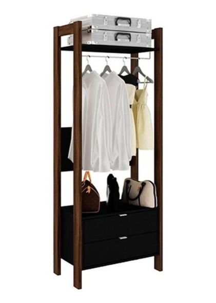Guarda Roupa Closet Solteiro Armário Alto C/ Prat 2 Gavs 1 0