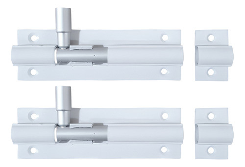 Trinco Ferrolho De Alumínio 10 Cm Branco Kit Com 2 Peças 0