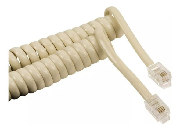 Cable Rulo Extensible De Teléfono Fijo Rj9 X 30cm Beige 0