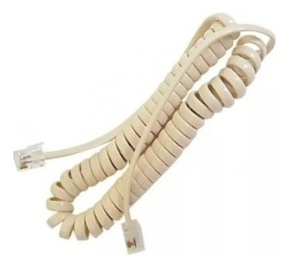 Cable Rulo Extensible De Teléfono Fijo Rj9 X 30cm Beige 1