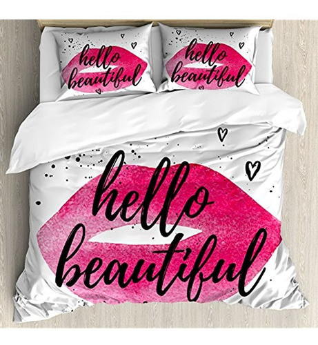 Juego De Funda Nórdica Hello De Ambesonne, Forma De Labios E 0