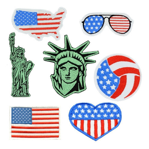 Parches Estados Unidos Usa Bandera Estatua  Bordados X U. 0