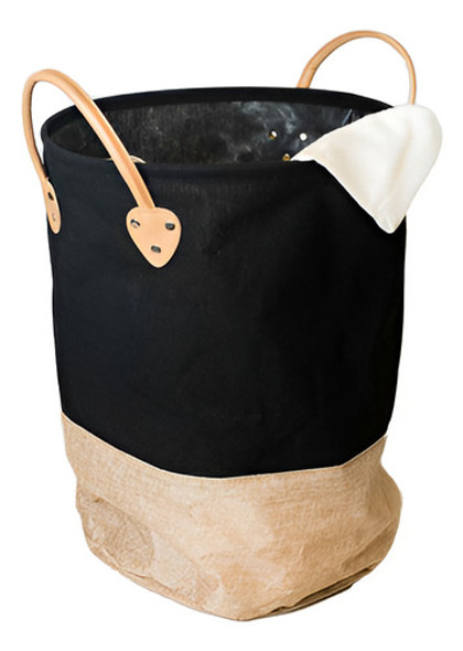 Cesto De Tela  Laundry  Deco Negro Con Manijas 0