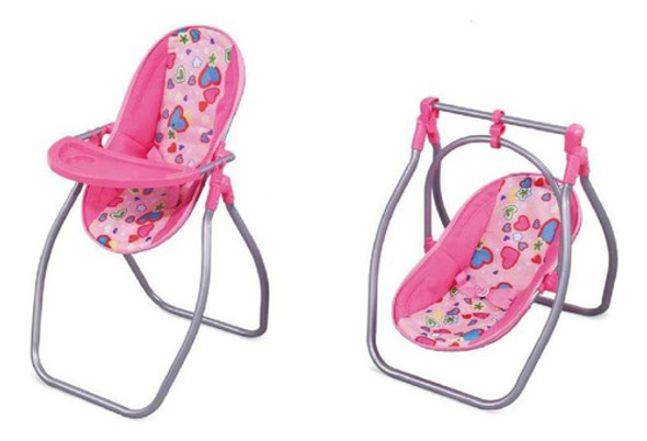 Silla De Comer De Metal Para Muñeca 2en 1 Columpio 0 Silla De Comer De Metal Para Muñeca 2en 1 Columpio 0