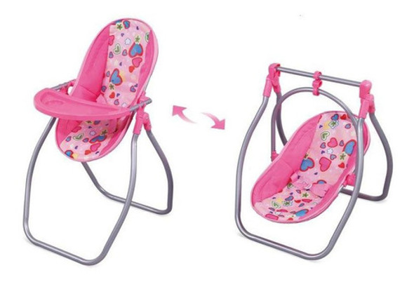 Silla De Comer De Metal Para Muñeca 2en 1 Columpio 1 Silla De Comer De Metal Para Muñeca 2en 1 Columpio 1