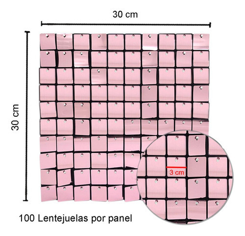 Panel Shimmer Espejos Color Rosa Plata Rectangular 30 X 30cm 1
