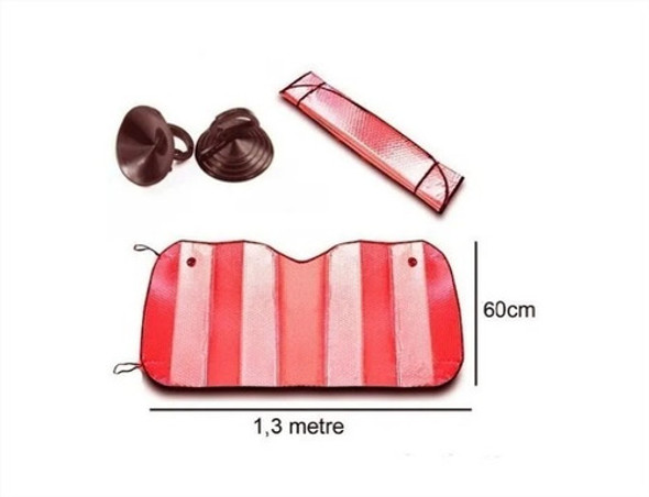Cortina Roja Parasol Delantera 130x60 Parabrisa Metalizada 1