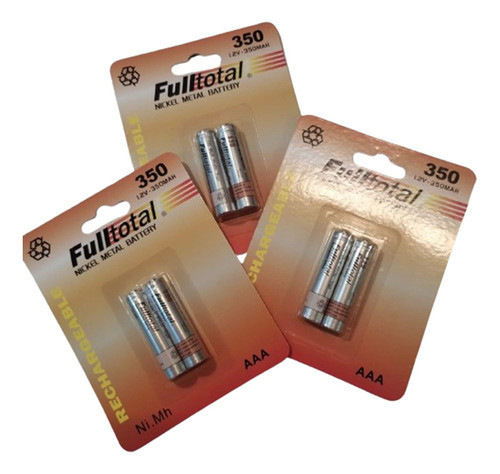 Pila Aaa Recargable Full Total 350 Mah - 6 Pilas Tripe A. 0
