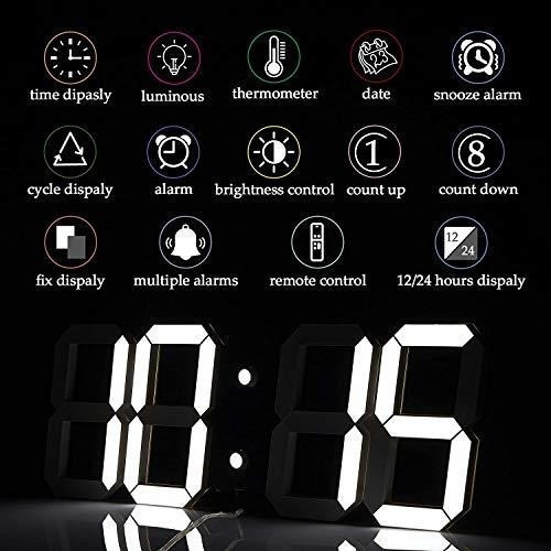 Reloj De Pared Led 3d Con Control Remoto 12/24 Hr Hora / Fec 1