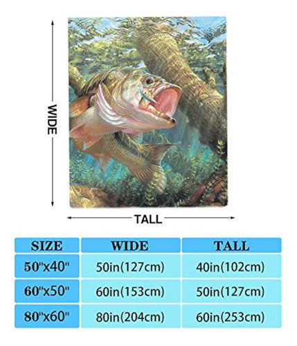 Lelemate Bass Fish Fishing Throw Blanket Manta De Franela Sú 1