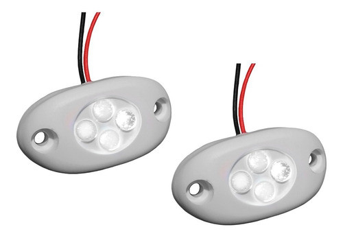 2 Un. Luz De Cortesia 4 Leds Branco Frio Oval Abs 12v Lancha 0