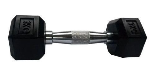 Halteres Sextavado Injetado Com Pegada Cromada 3,0kg 0