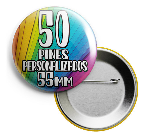 50 Pines Prendedores Personalizados - Pin De Chapa De 55mm 0