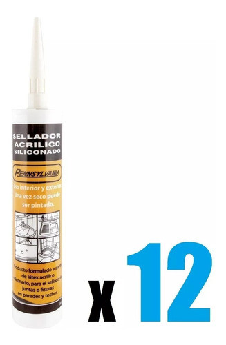 12 Sellador Acrílico Pintable Siliconado 300 Ml Pennsylvania 1