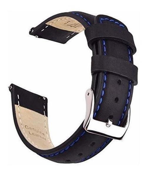 Malla Para Rejoj Analogico Cuero Genuino Black Blue Sil 22mm 0 Malla Para Rejoj Analogico Cuero Genuino Black Blue Sil 22mm 0