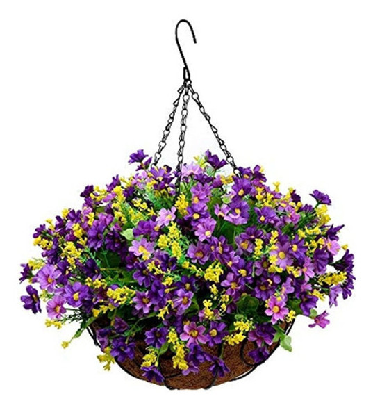 Flores Artificiales Colgantes En Canasta Exterior Interior P 0
