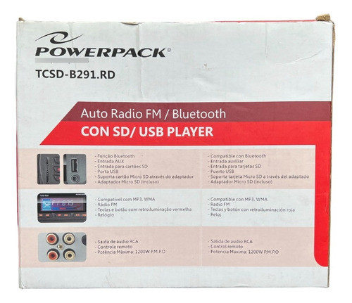 Autorradio Estereo Powerpack Fm Bt Usb Reloj Sd Aux 1