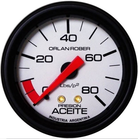 Reloj Presion De Aceite Orlan Rober Blanca 52 Mm 80 Libras 0