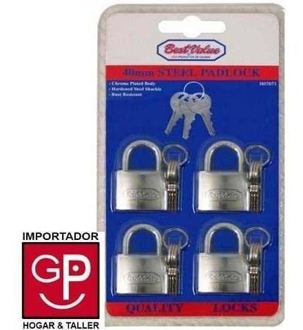 4 Candados Acero 50mm Con Llave Maestra Best Value G P 1