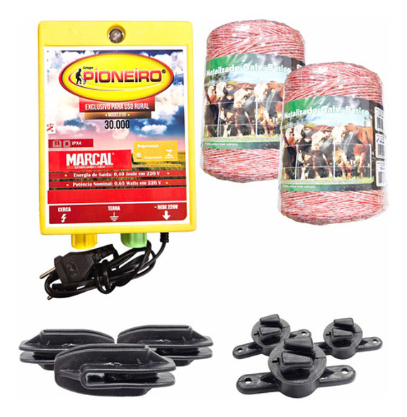 Kit Eletrificador Rural Cerca Eletrica Gado Completo - 1000 0 Kit Eletrificador Rural Cerca Eletrica Gado Completo - 1000 0