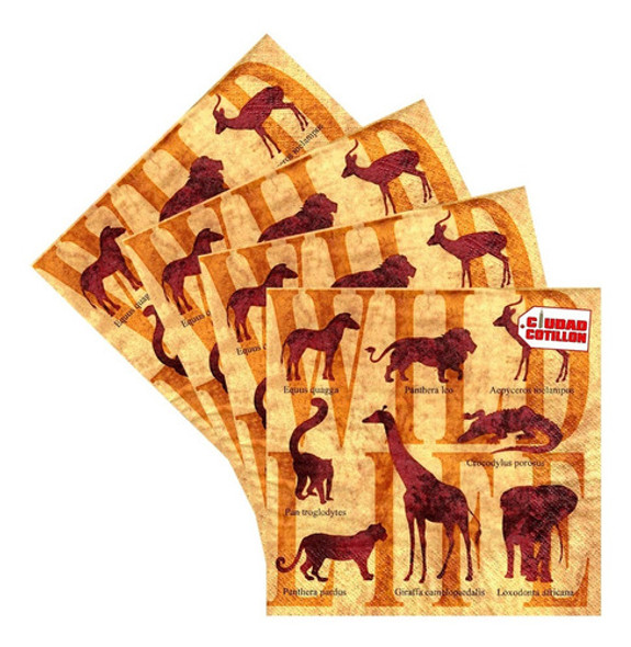 Servilletas Safari Decoración X20 33x33cm - Ciudad Cotillón 0