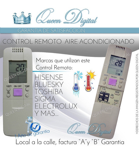 Control Remoto Aire Acondicionado Bluesky Electrolux Hisense 1