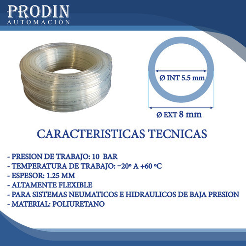Manguera De Poliuretano Transparente 8 Mm (10 Mts) 1