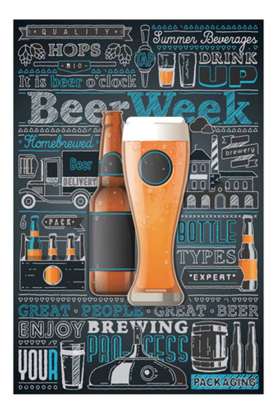 Tábua De Corte Em Vidro Decorativa Beer Week 30x20cm 0