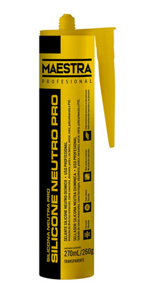 Silicona Neutra Transparente Cartucho 270ml / 260gr Maestra 0 Silicona Neutra Transparente Cartucho 270ml / 260gr Maestra 0