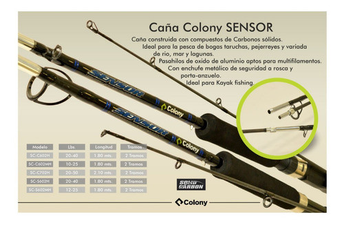 Caña Colony Sensor 2.10m Heavy Rotativo 20-50lb 2 Tramos 1