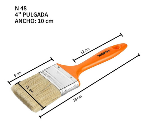 Pincel Plano Pintor Rodillo Ancho 10 Cm Cerda Blanca Wokin 1