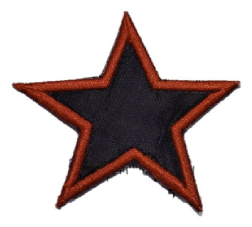 Parche Aplique Bordado Estrella Fondo Negro Con Rojo 7cm 0
