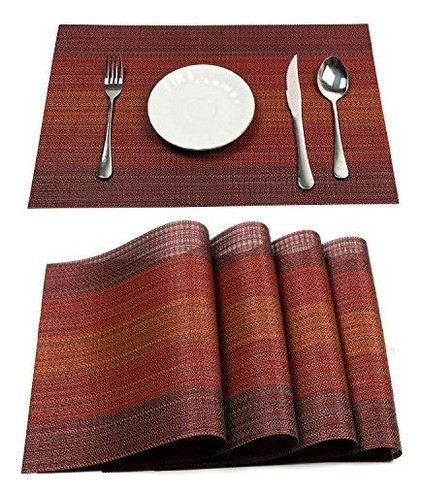 Pauwer Placemats Set De 6 Mantel Resistente A Las Manchas Co 0