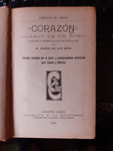 Amicis Corazón Diario De Un Niño Librería Del Colegio 1