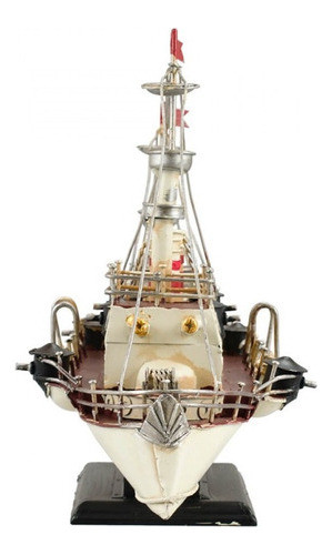 Enfeite Retrô Navio Branco Antigo Decorativo Metal - 30cm 1