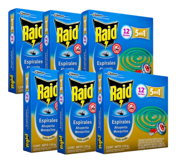 Espirales Raid Verde  Mosquitos Pack 6 Cajas(72 Espirales) 0 Espirales Raid Verde  Mosquitos Pack 6 Cajas(72 Espirales) 0