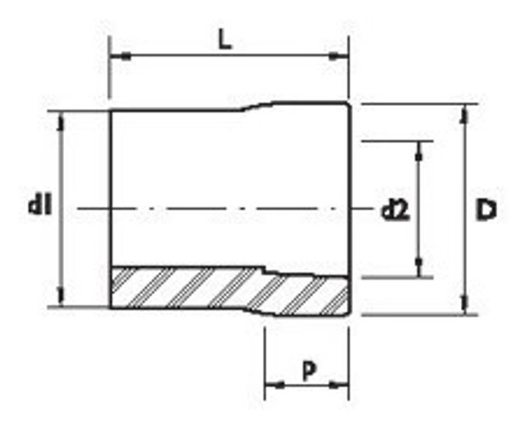 Buje Reducción 90x75mm Acqua System Dema 1