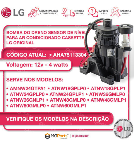 Bomba Dreno Sensor Nível Ar Cassete LG Amnw24 Atnw24 Atnw18 1
