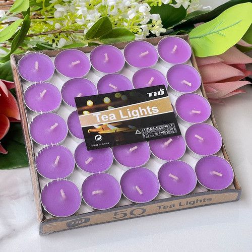 Set 50 Velas Decorativas Larga Duración Violeta 1