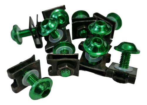 Kit Tornillos Tuning Verde 10 Pzs C/grampa 0