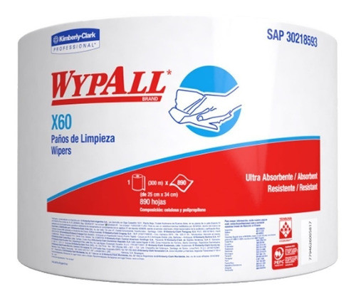 Paños De Limpieza Descartables Ultra Absorbentes Wypall X60 0