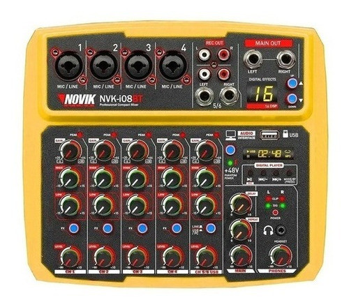 Mixer Consola Novik Nvk-i08bt 8 Ch Usb Rec&play Amarillo Gfx 1