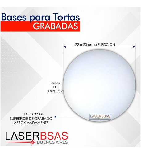 Base Para Tortas C/logo Fibro 22 Y 23 Cm X50  Bt2223-fpl-50 1