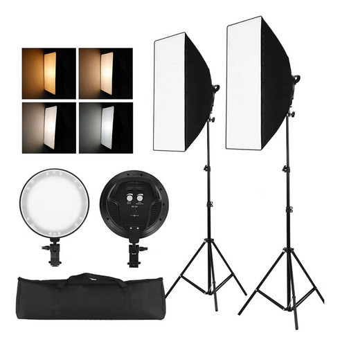 2 Softbox Led C/dimmer Frío Cálido Iluminación Luz Continua 0
