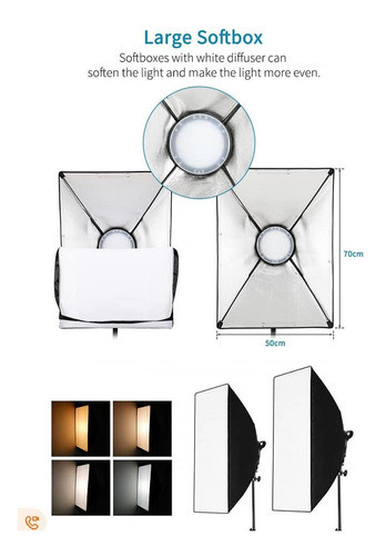 2 Softbox Led C/dimmer Frío Cálido Iluminación Luz Continua 1