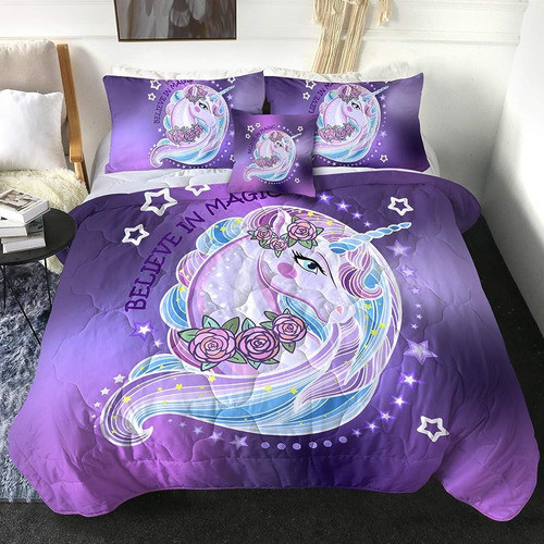 Sleepwish Unicorn Twin Comforter Set Para Niñas 3d Unicornio 0