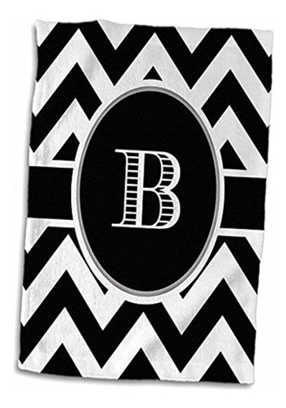 Toalla De Mano 3d Rose Black And White Chevron Monogram Init 0