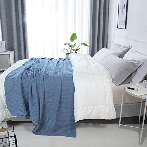 Hillfair 100% Manta De Algodón Peinado, Manta De Cama Tamaño 1