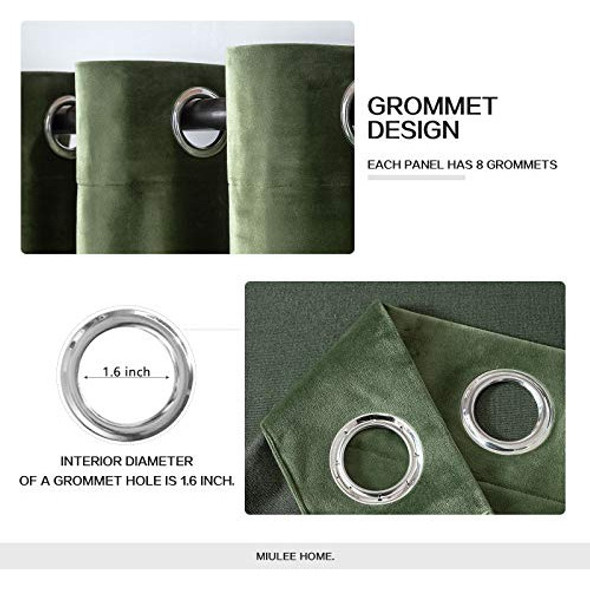 Miulee Cortinas De Terciopelo Verde Oliva, Elegantes Ojales 1