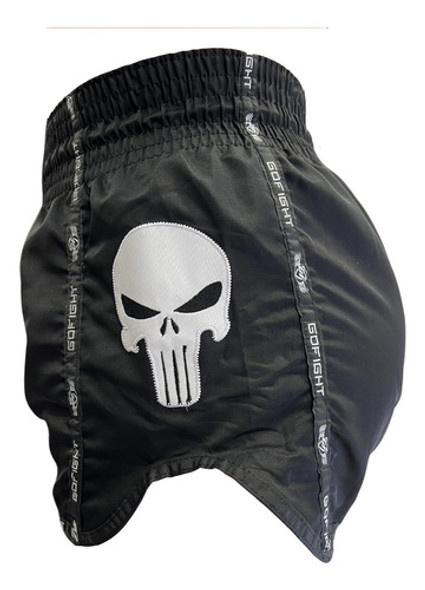 Short Muay Thai Kickboxing Treino Luta Skull Black Go Fight 1